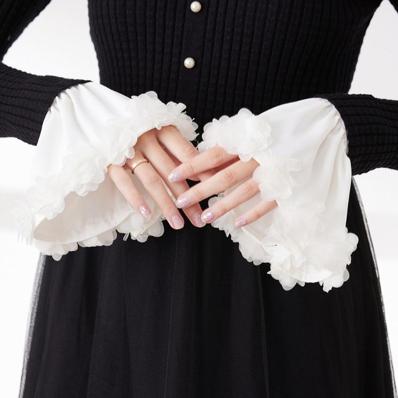 Flared Trim Arm Sleeves 2000s Decorative Hand Cuffs Elegant Detachable Wrist Cuffs