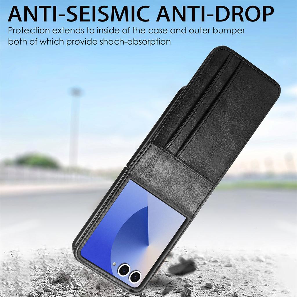 Fashion Portable Card Holder Leather Case for Samsung Galaxy Z Flip8 Flip7 Flip6 Flip5 Flip4 Flip3 Flip 8 5G 7 FE 6 5 4 3