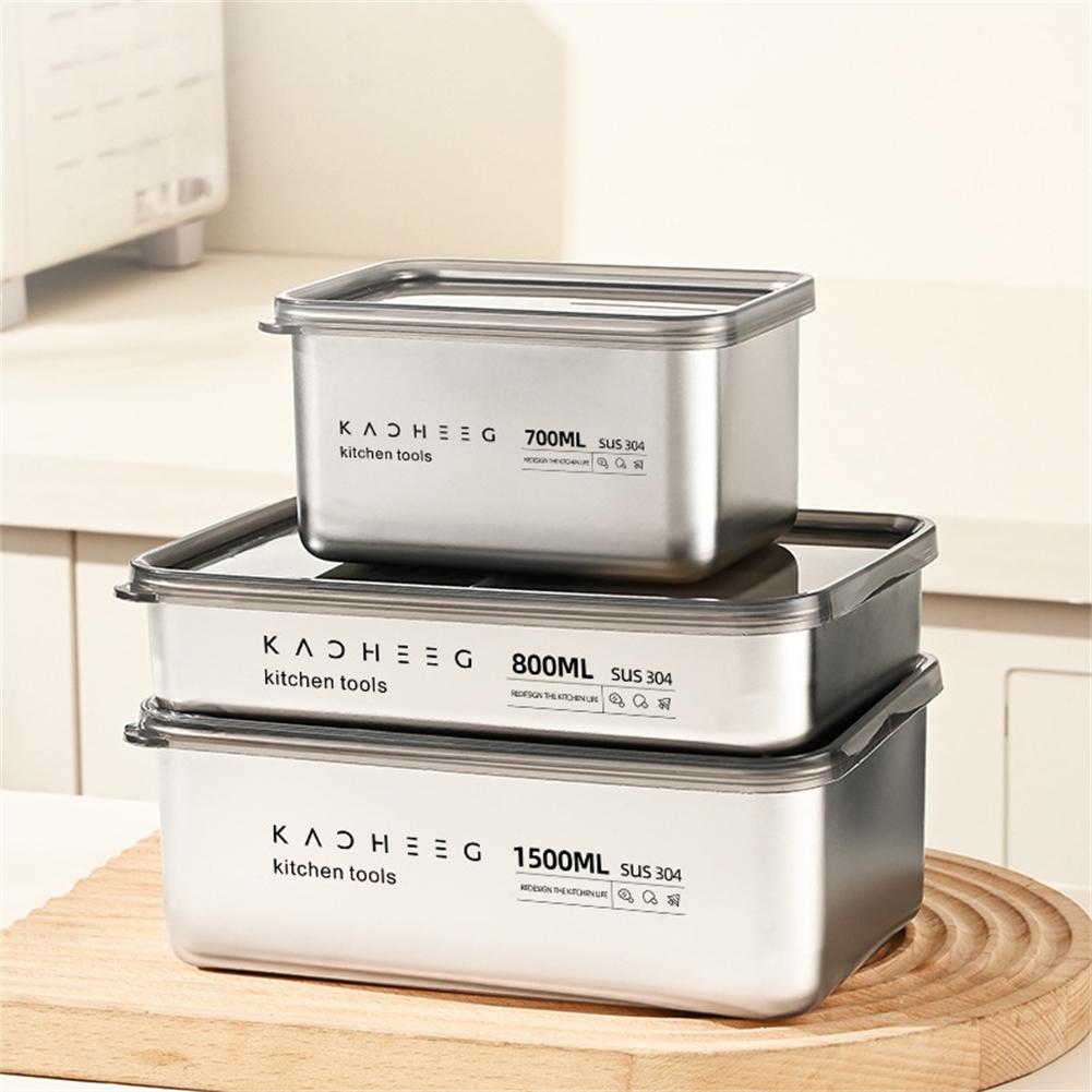 Stainless Steel Storage Box Refrigerator Food Container Large Capacity With Lid Stainless Steel Food Storage Containers Refriger