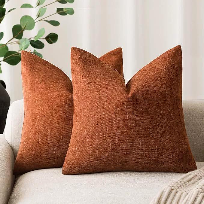 Confezione da 2 Federe Morbide Testurizzate per Cuscini Decorativi Quadrati Accent Cuscino Monocolore Federa per Cuscino Accogliente Stile Rustico con Cerniera per Divano
