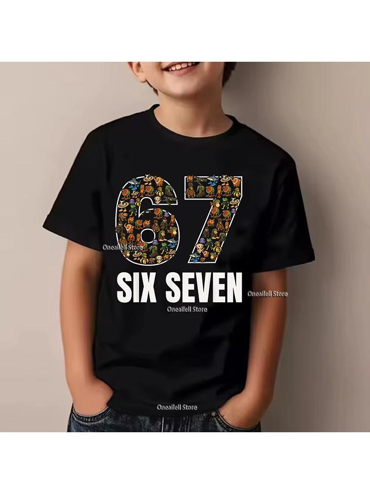 Kids Christmas Light SIX SEVEN 67 Graphic TShirt Soft Cotton Holiday Wear for Boys Girlsdf0151