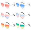 Heart Frame Gradient Color Sunglasses Metal Frame Two-tone Lenses UV Protection Eyewear Outdoor Fashion Trend Sunglasses