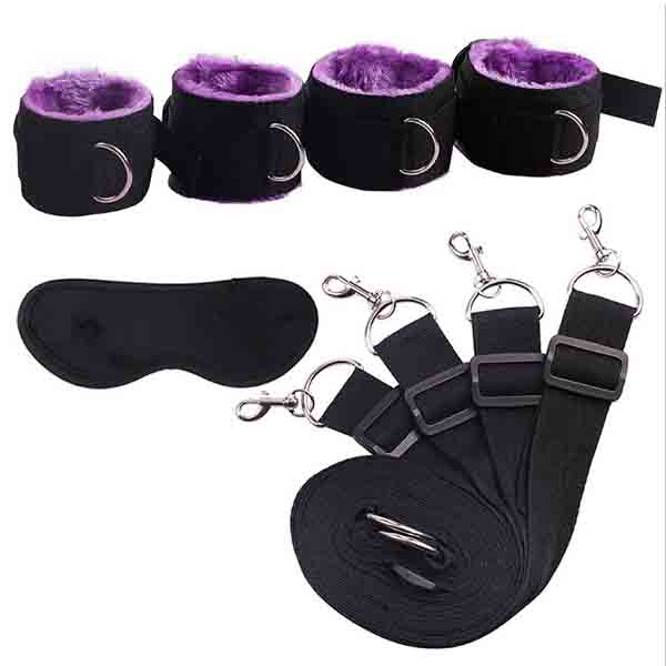 Sex Toys For Woman Men BDSM Bondage Set Under Bed Erotic Restraint Handcuffs & Ankle Cuffs & Eye Mask Adults Games for Couples