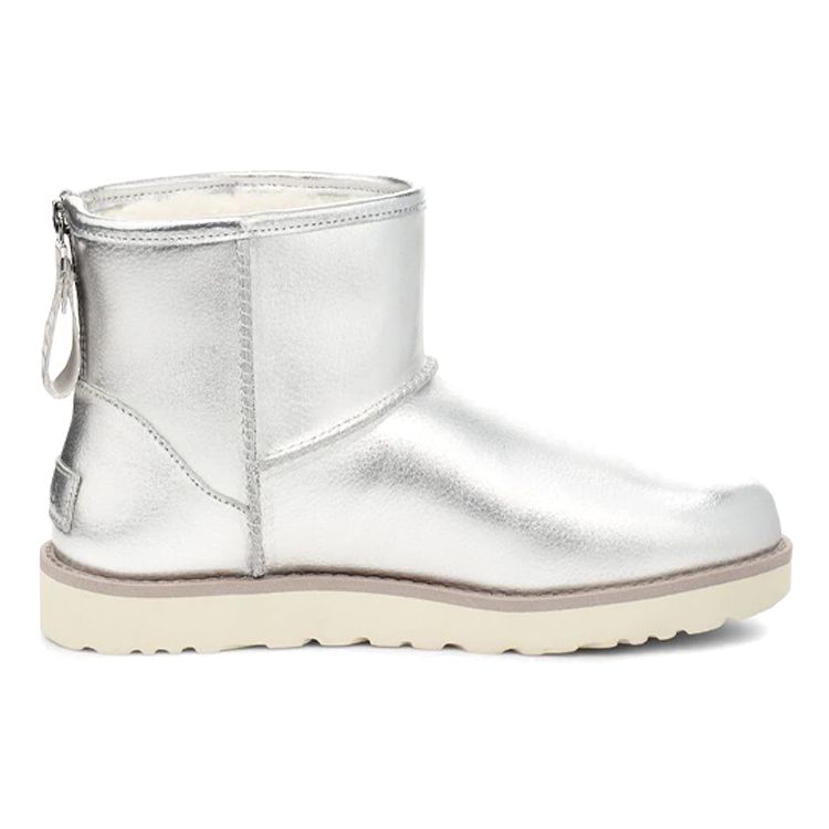 UGG Classic Mini Warm Comfortable Outdoor Casual Zipper Snow Boots Women boots Silver 1122670-SLVM