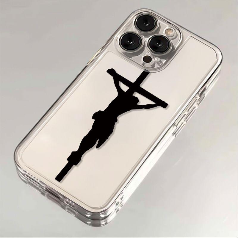Jesus Cross Silhouette Print Phone Case for iPhone 17 16 15 14 13 12 11 16E Series Pro Max Plus Double Layer Protection