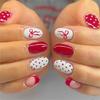 24Pcs Christmas New Year False Nail Heart Flame Glitters Design Artificial Nail Valentines Day Theme Girl Decoration
