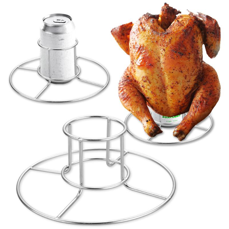 Chicken Roaster Rack Non-Stick Food Grade Stainless Steel Vertical Chicken Holder Barbecue Cooking Pans Kitchen Accessories