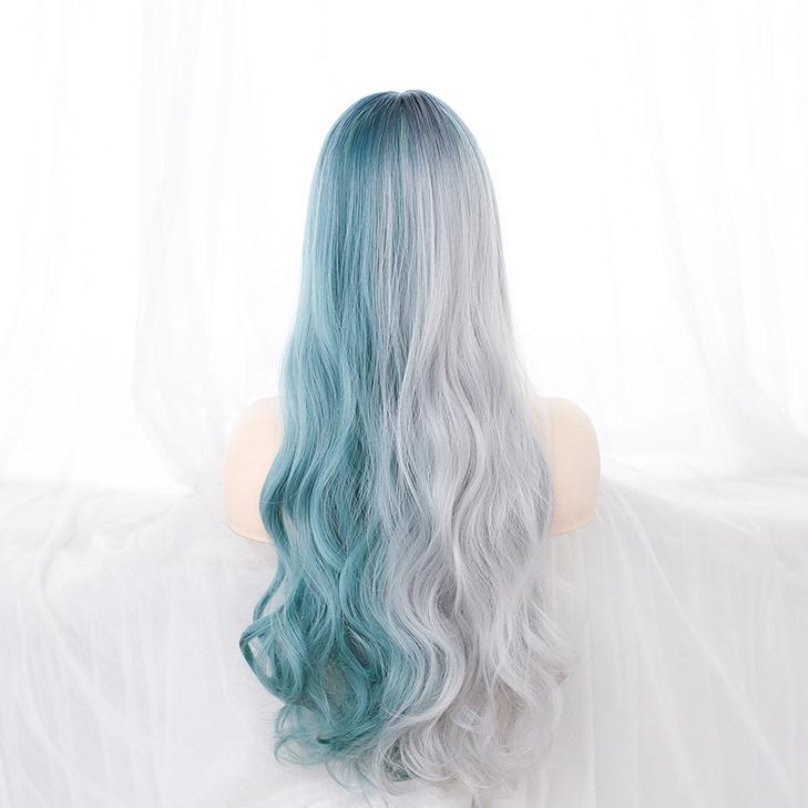 Bybrana Damen Zweifarbige Pony Persönlichkeit Big Wave Synthetische Perücke Hochtemperatur Cosplay