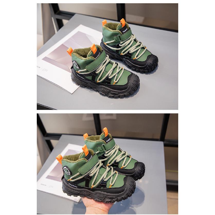 Children's Shoes with Fleece Lining, Mid-Top Sports Shoes, Winter New Style, Girls' Soft Sole, Double Cotton Casual Shoes, Boys' Running Shoes