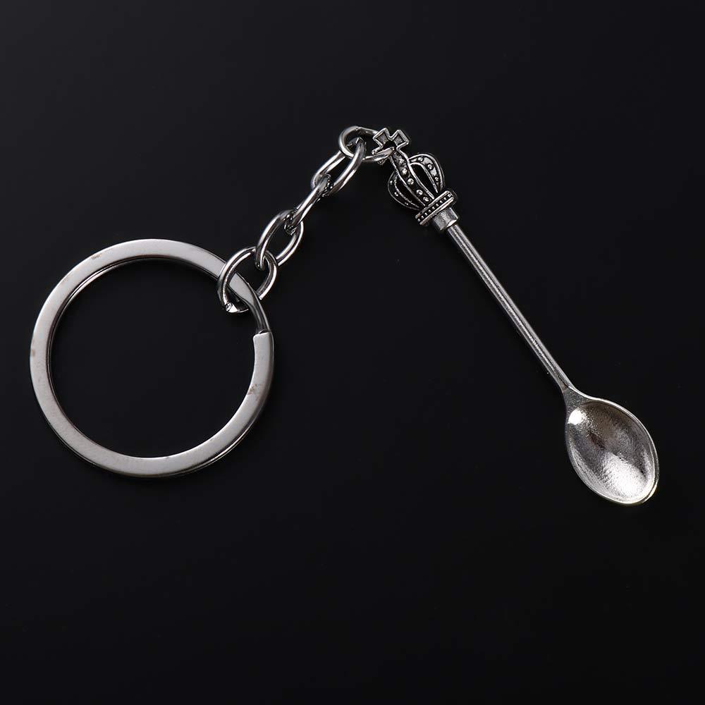 Silver Color Ornaments Jewelry Gift Handmade Craft Metal Key Chain Trinkets Key Ring Spoon Keychain