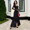Fashionable and Elegant 2026 New Women's Dress with Mesh Jacquard Square Neck and Irregular Hem, Sexy Slim Fit Dress