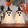 Dekorative Geisterfiguren für Regale 2 Stück Halloween-Dekoration, Leuchtend mit Hexenhüten, Gruselige Partyartikel Figur, Leuchtendes Tischmittelstück