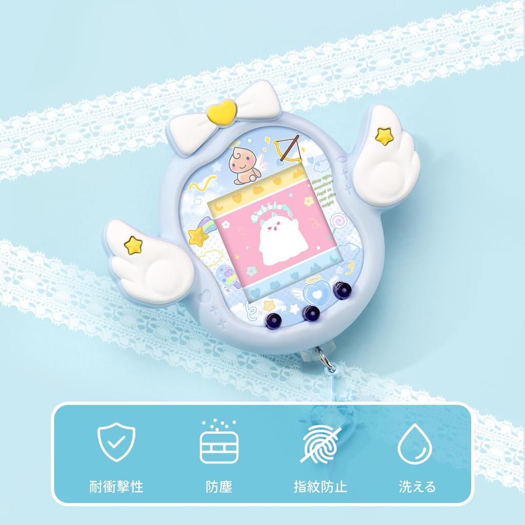 BUBBLELOGUS Tamagotchi Uni Měkké Ochranné Pouzdro s Přívěskem na Záslepku Prachu Roztomilé Nárazuvzdorné Nabíjecí Tamagotchi Uni Fuwatenshi Ochranný Kryt, a Přední Panel,