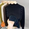 Women's Fashion Half High Collar Plush Sweater Autumn Winter Long Sleeve Thick Warm Pullovers Casual Solid Fleece Tops