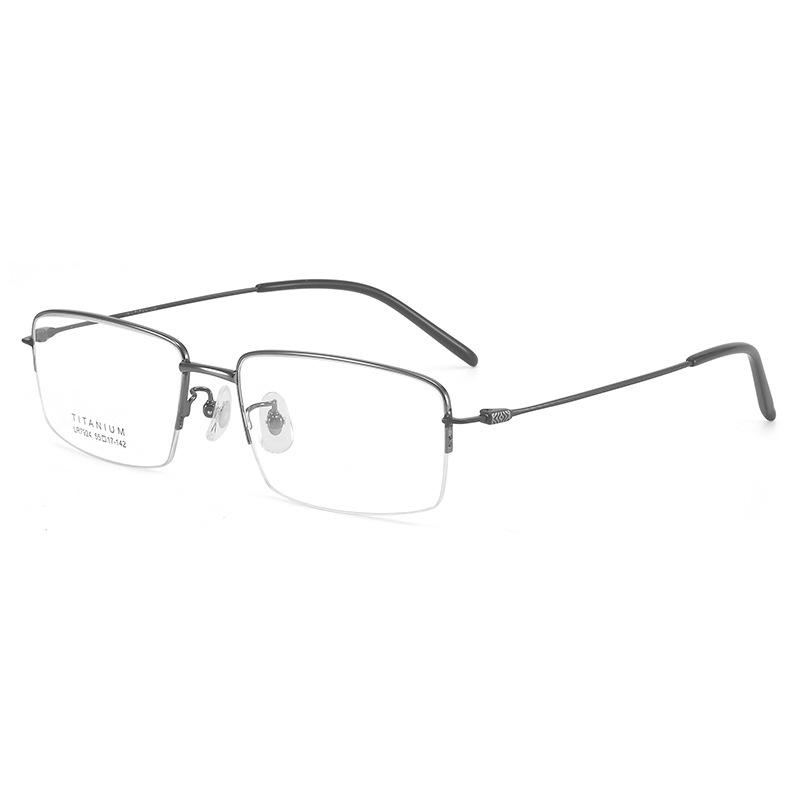 Men's Lightweight Pure Titanium Semi-Rimless Myopia Eyeglass Frames - Large Size