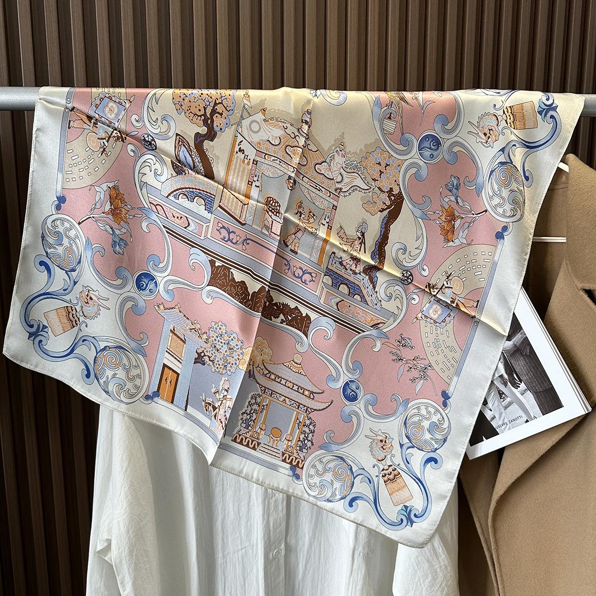 Opera Life Pink Printing 100% Silk Silk Scarf Women s Premium Spring Summer Fashion Silk 70 Square Scarf 65*65cm