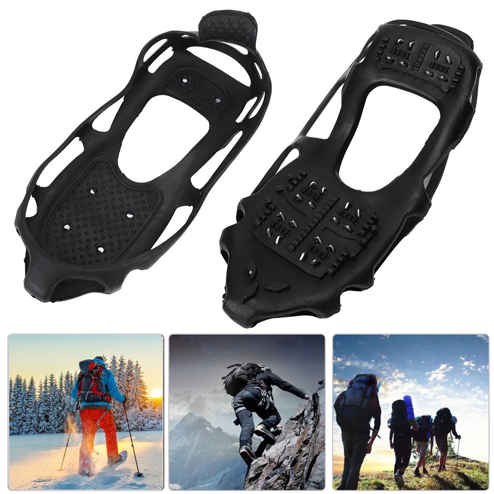 1 Pair Universal 24 Teeth Anti Slip Ice Cleat Shoe Grips Spikes Cleats Crampons for Hiking ClimbingL:39 42