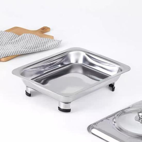 Paslanmaz Çelik Chafing Dish Büfe Isıtıcı Cam Kapaklı Çıkarılabilir Ayaklar Büfeler Oteller Açık Hava Barbekü Catering Hizmeti İçin Yemek Tabağı