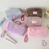 Soft Faux Hair Handheld Makeup Storage Pouch Large Capacity Leopard Pattern Cosmetic Case For Gym Skincare Products