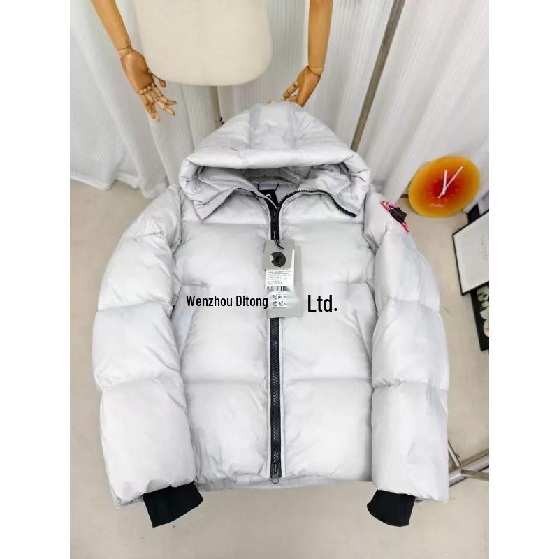 2025 Unisex Canada Goose Błyszcząca Kurtka Puchowa Puffer z Kapturem, Czarna - Ciepła i Luźny Krój