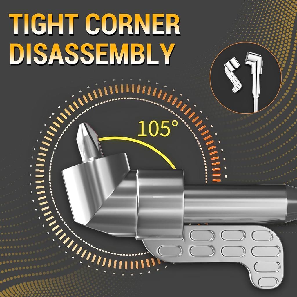 105 Degree Right Angle Drill Adapter Extension Bit Power Screwdriver Socket Adapter, Corner Tool Screw Hub with Multi-function Bend Screwdriver Bit