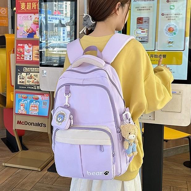 School Bag Schoolbag Female Ins Wind Korean Version Cute Three To Six Contrasting Color Backpack