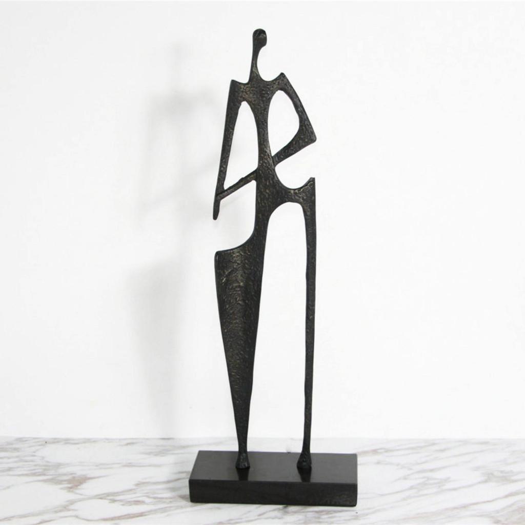 Abstract Human Sculpture Elongated Standing Figure Ornament Marble Base