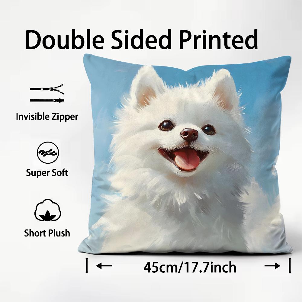 Dog Cute Cushion Cover Plush Fabric Soft DoubleSided Printed Sofa Warm Winter Home Child Gift Pillow Case