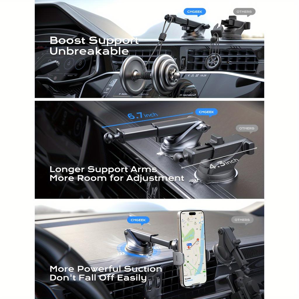 Držák mobilního telefonu do auta 15W bezdrátová nabíječka do auta Tříosé propojení Automatické indukční upínání Kovová svorka