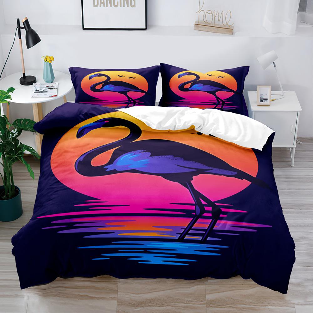 Bird Game Digital Printing Quilt Cover Three-Piece Set