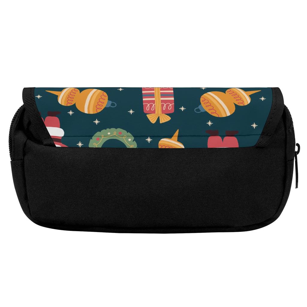 Pencil Case 300D Polyester Multi Compartment Double Zipper with Two Compartments for Pens Ruler Earphones Students for Boys Girls