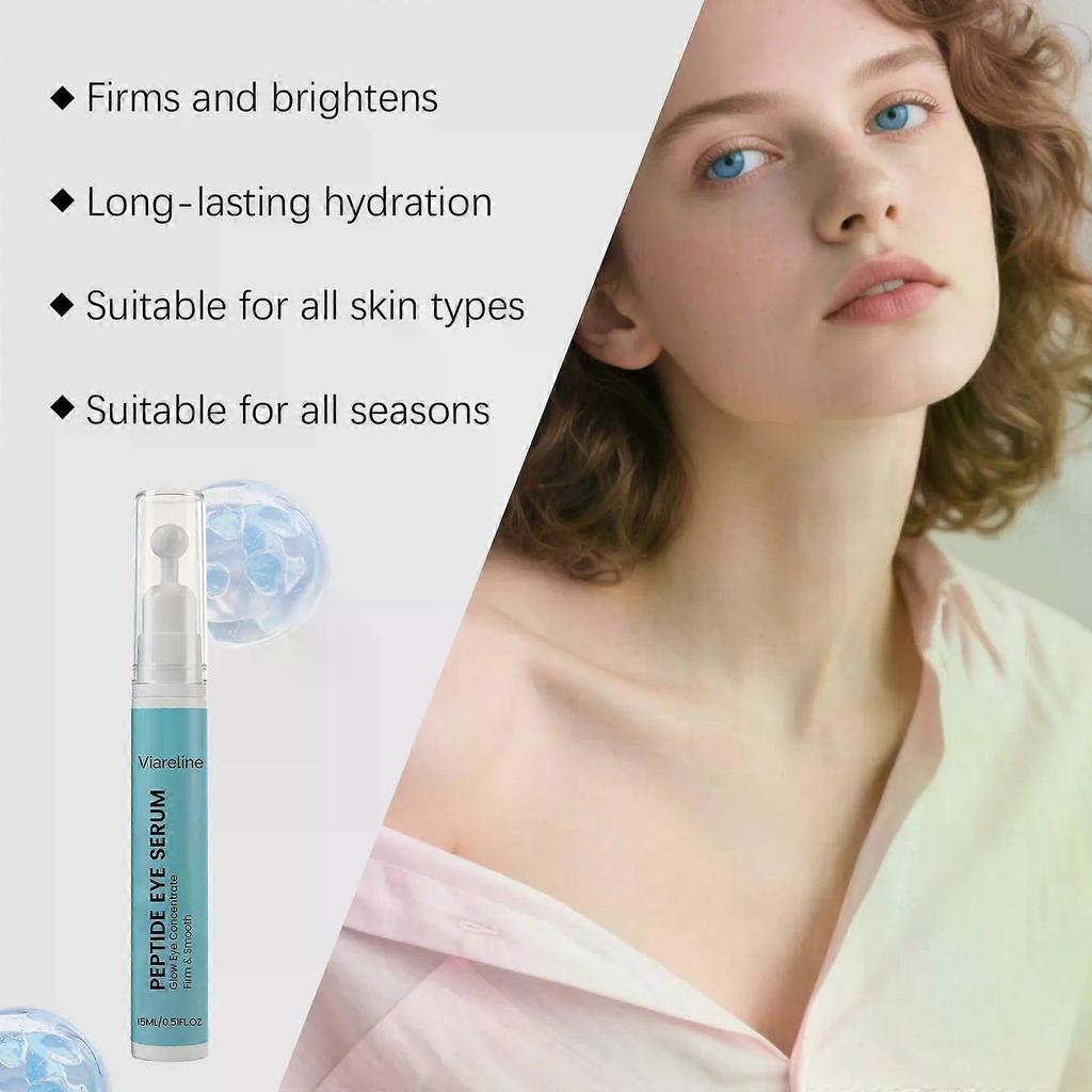 Peptide Eye Serum 15ml, 5% Caffeine Anti-Aging Eye Cream with Roller, Reduces Puffiness, Dark Circles & Fine Lines, Firming Under Eye Care