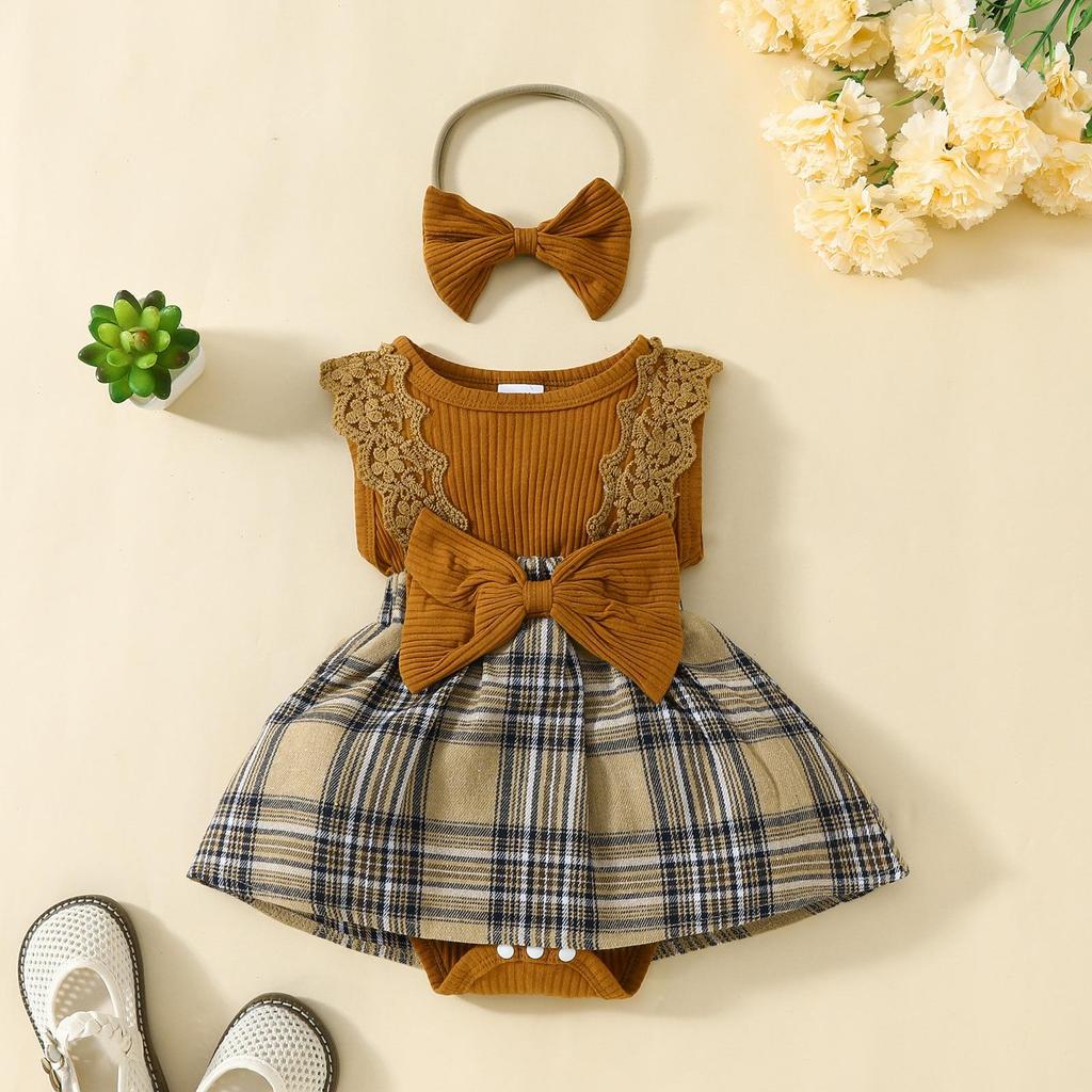 Conjunto de Macacão Floral Sem Mangas e Faixa de Cabeça para Bebês Meninas 0-1 Ano 2024