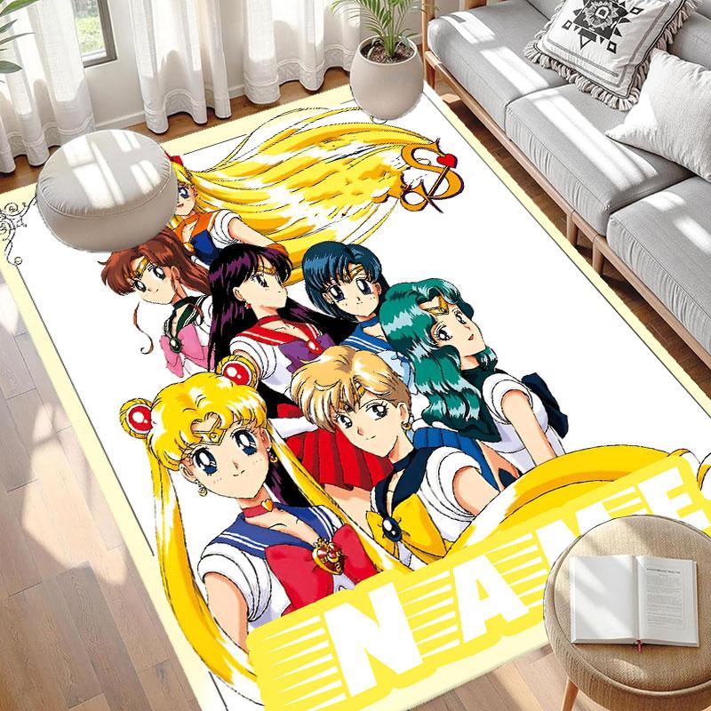 Custom Name Personalized Sailor Moon Print Carpet, Versatile Home Decor Rug, for Playroom, Apartment, Balcony, Entryway, Hallway Gift