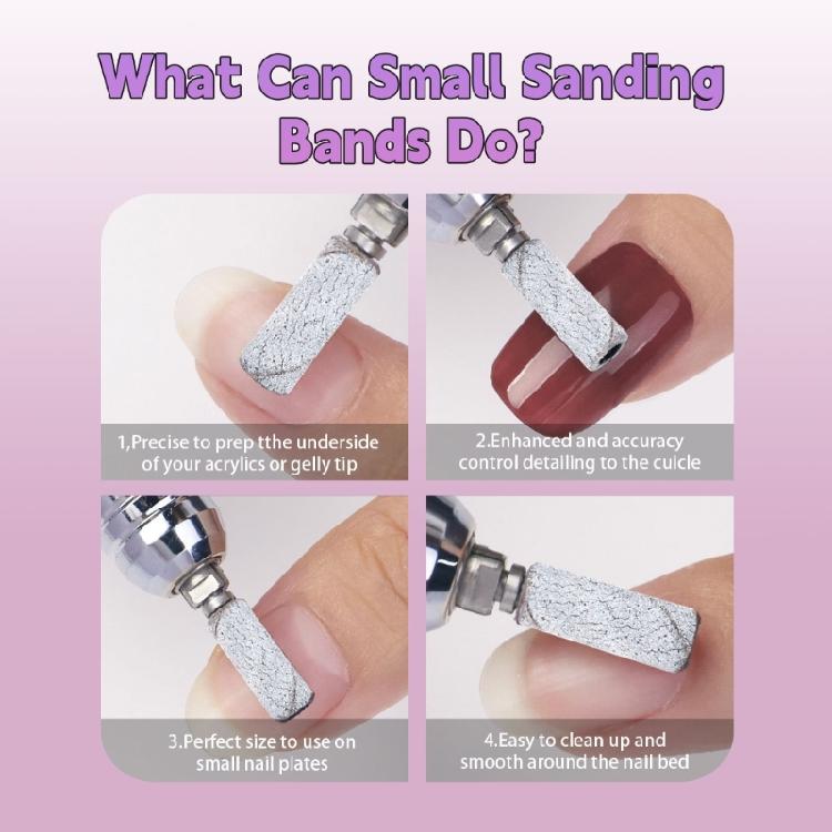 3.1mm Nail Sanding Bands Small Sanding Bands for Nail Acrylic Gel Removing