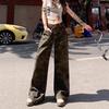 Damen Camouflage Cargo-Hose mit hoher Taille - Sommer 2025, Leicht, Schlankmachend, Lockerer gerader Schnitt Jeans