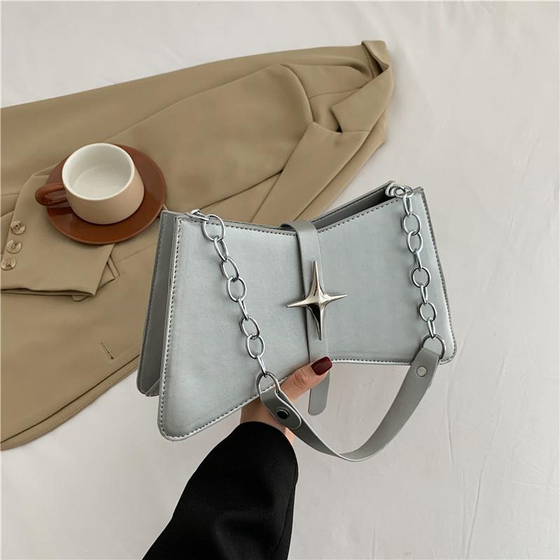 Chic Pu Shoulder Bag With Unique Underarm Design In Various Colors серый