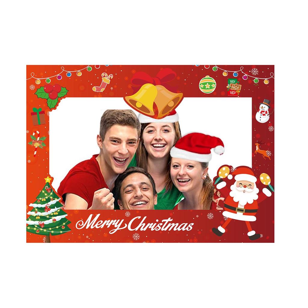 Christmas Photo Frame with 9 3D Paper Glasses: Elk & Snowman Design, 50x70cm