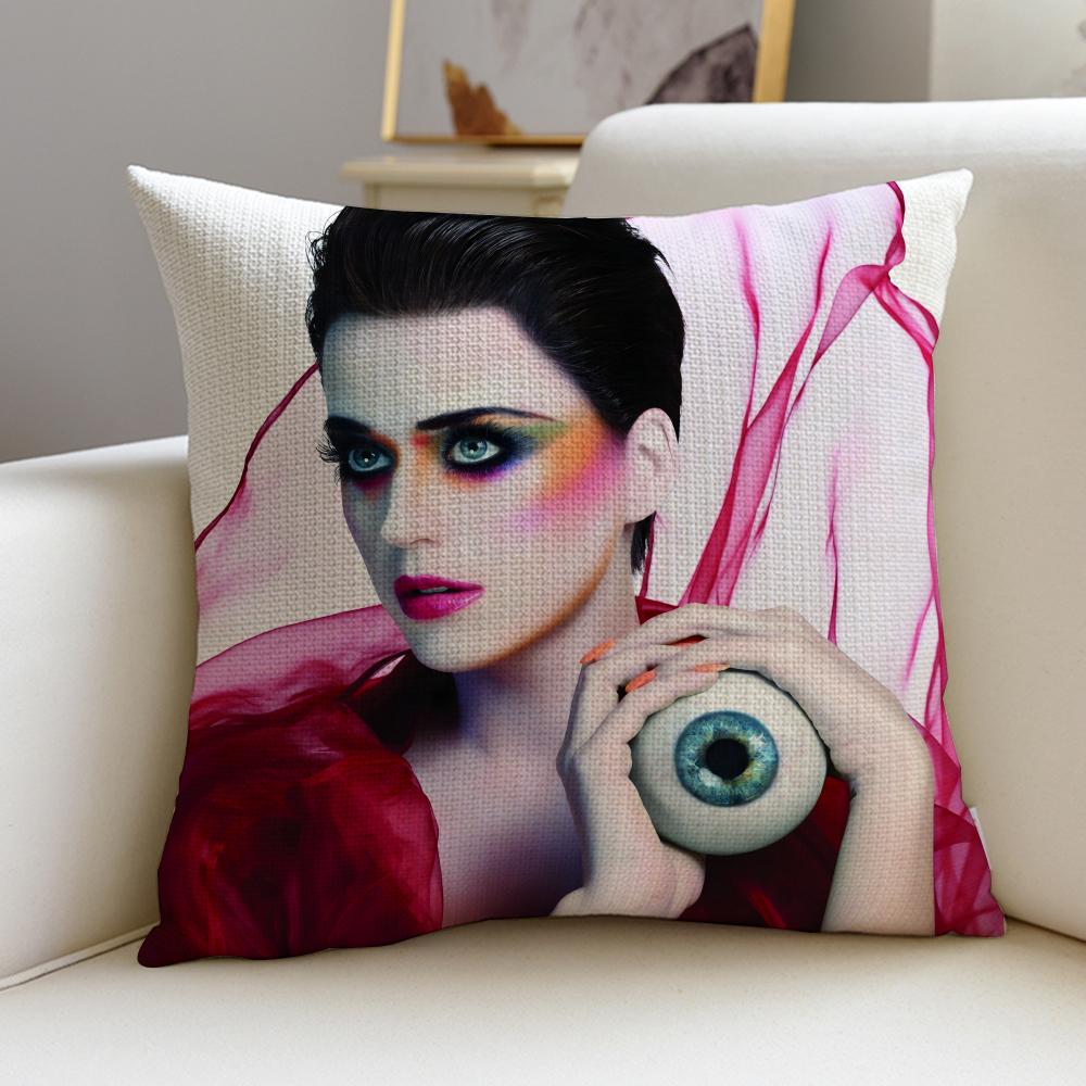 Pop KKaty PerryS Cushion Cover Breathable and skinfriendly linen pillowcase square removable and washable cushion