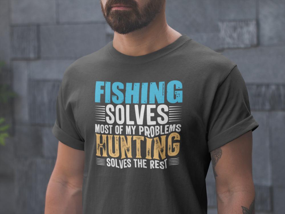 Fishing and Hunting T-Shirt Funny Gift for Outdoorsmen Women Men Unisex Tee