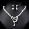 BLINGBAY Women's Elegant Pearl Necklace and Earrings Set Vintage Rhinestone Bowknot Bridal Jewelry for Wedding Party