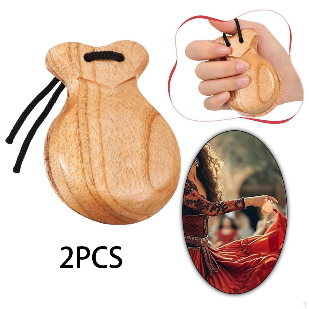 1 Pair Spanish Wooden Castanets for Adults And Children, Handmade Hand Percussion Instruments