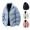 Unisex Winter Stand Collar Casual Cotton Puffer Jacket, Plus Size