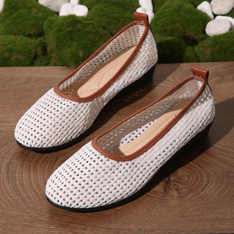 

Модная старая пекинская тканевая обувь, дышащая сетчатая обувь, женские легкие туфли на мягкой подошве для мам, с мелким вырезом, универсальная повседневная обувь 43