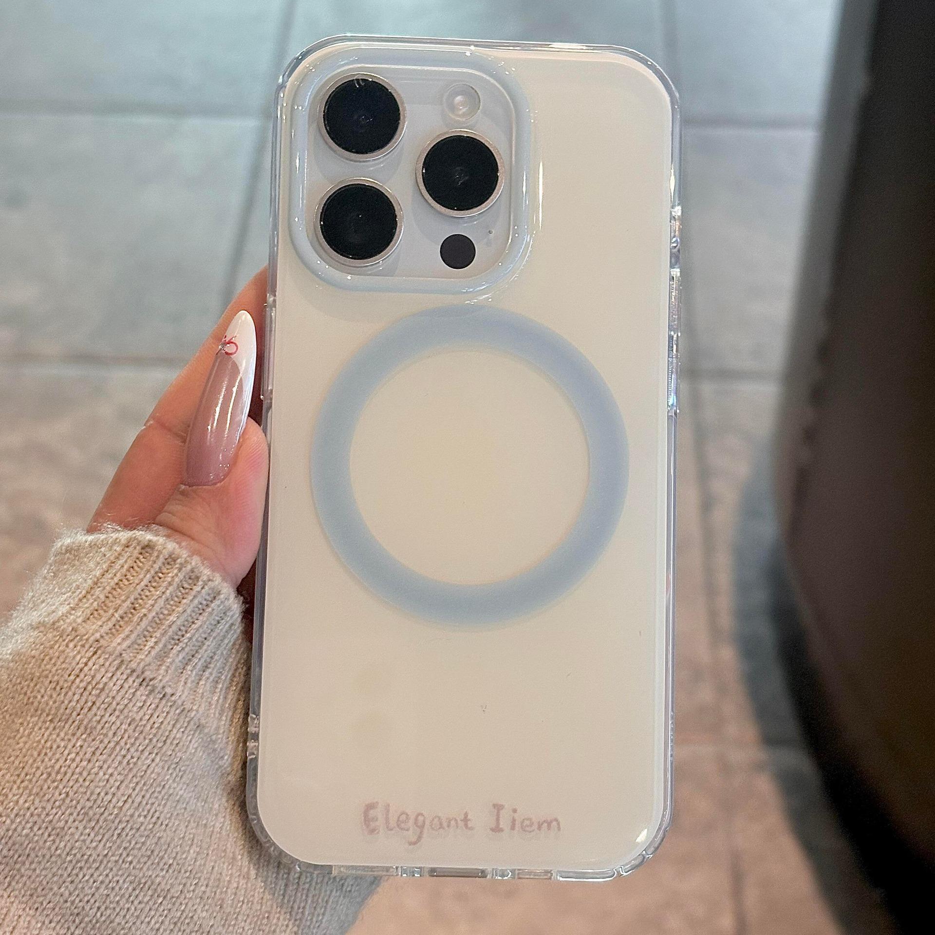 

For Apple 16pro Phone Case for IPhone 17 Magnetic Suction 14promax Blue for Apple 13 Stand 11 Female Ins Style For iPhone 11 Pro