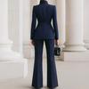 European and American Professional Suit High-end Temperament Stand-up Collar Single Buckle Slim-fitting and Thin Blazer with Micro-pull Pants Suit