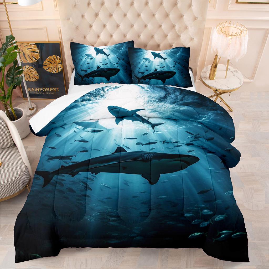 Comforter Sea Animals Theme Theme Home Comforter Quilted Blanket Goose Down Duvet King Queen 3D Blanket Size Twin