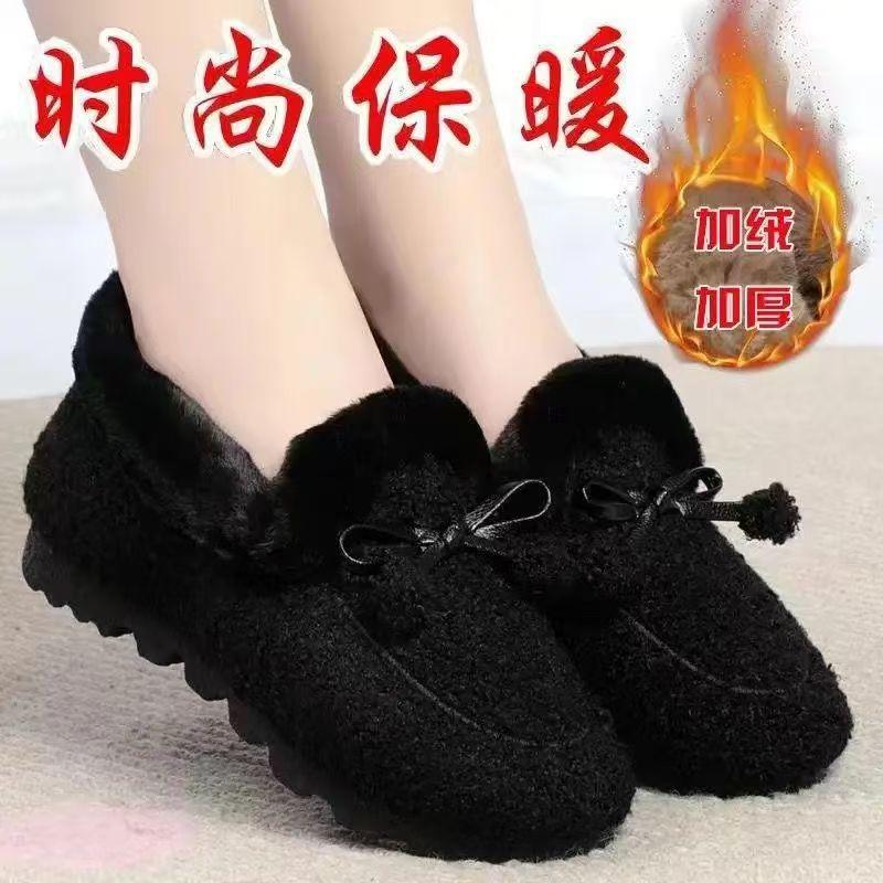 Women's Shoes Women's Autumn and Winter Home Pedal Piled Thickened Winter Warm Shoes Fluffy Shoes