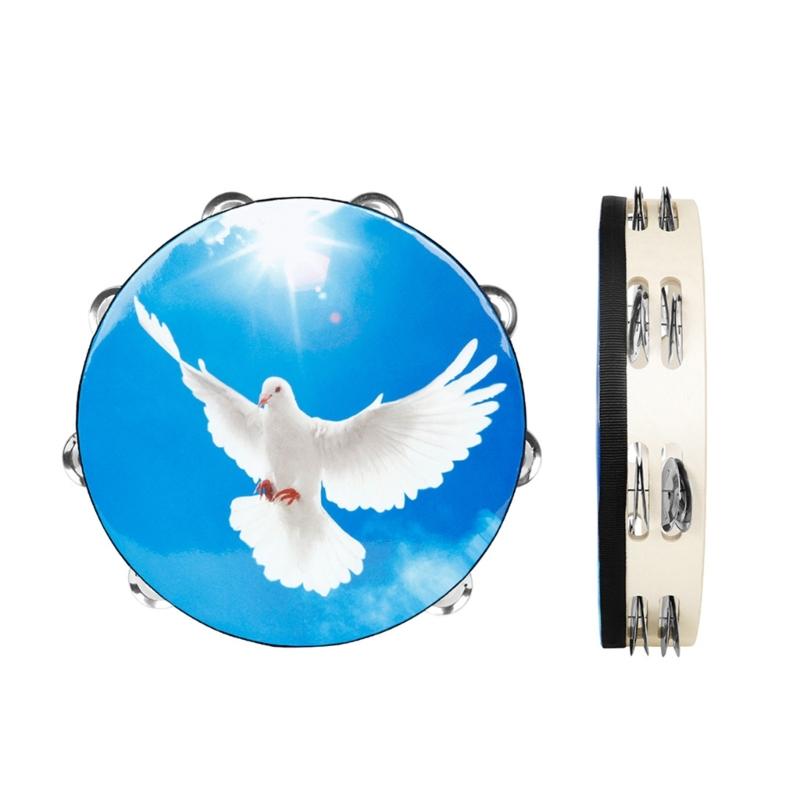 Peace Dove Double Row Bells Tambourine Handbell Clap Drum Musical Instrument