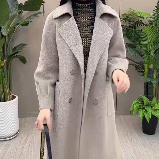 Spot 2025 Elegant Long Woolen Coat - Loose Mid-Length, Autumn/Winter Style